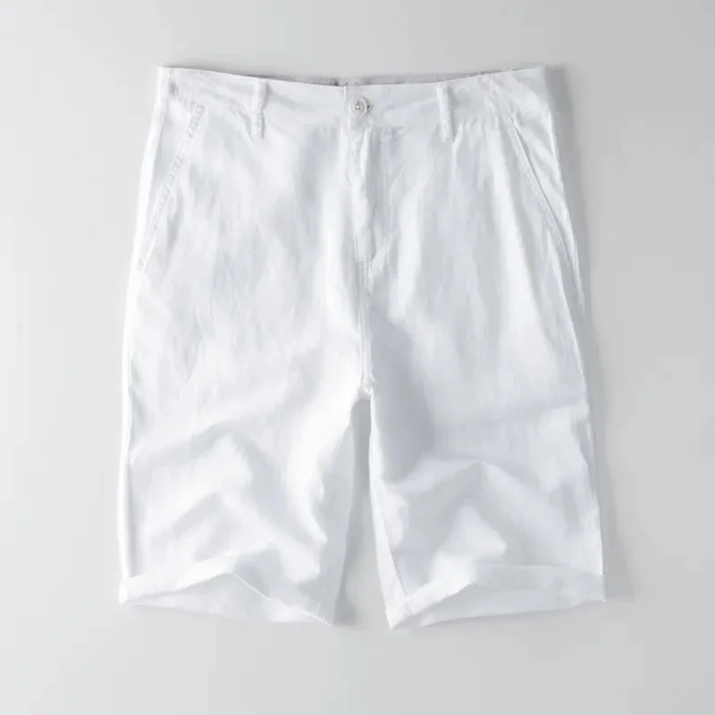 Mens Casual Shorts  Cotton Linen Blend  Relaxed Fit  Knee Length with Pockets