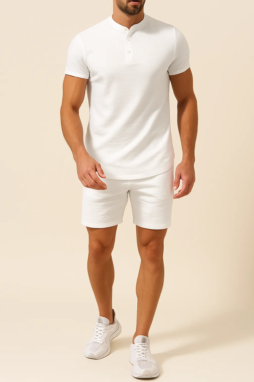 Mens Henley Shirt  Cotton Linen Blend  Regular Fit  Short Sleeve Casual Top