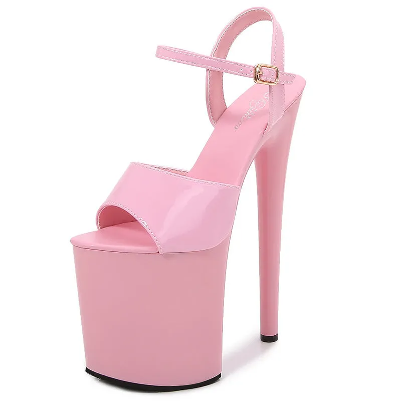 Patent Leather 7.5-Inch Stiletto Peep-Toe Platform Heels