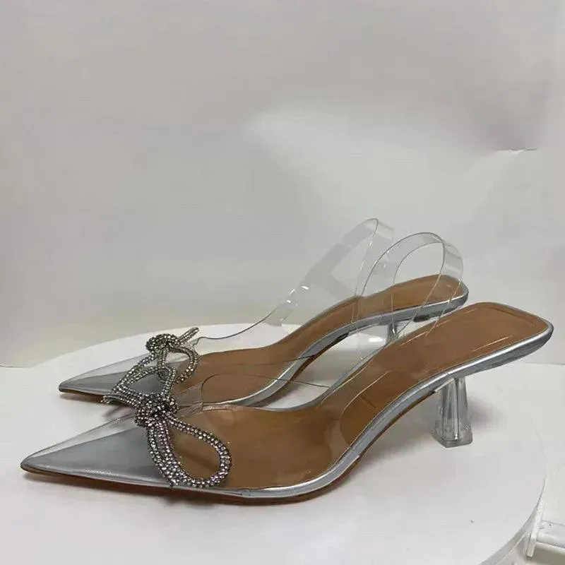 Sandals PVC Rhinestone Heeled Sandals Women