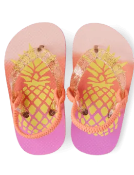 Toddler Girls Foil Pineapple Flip Flops