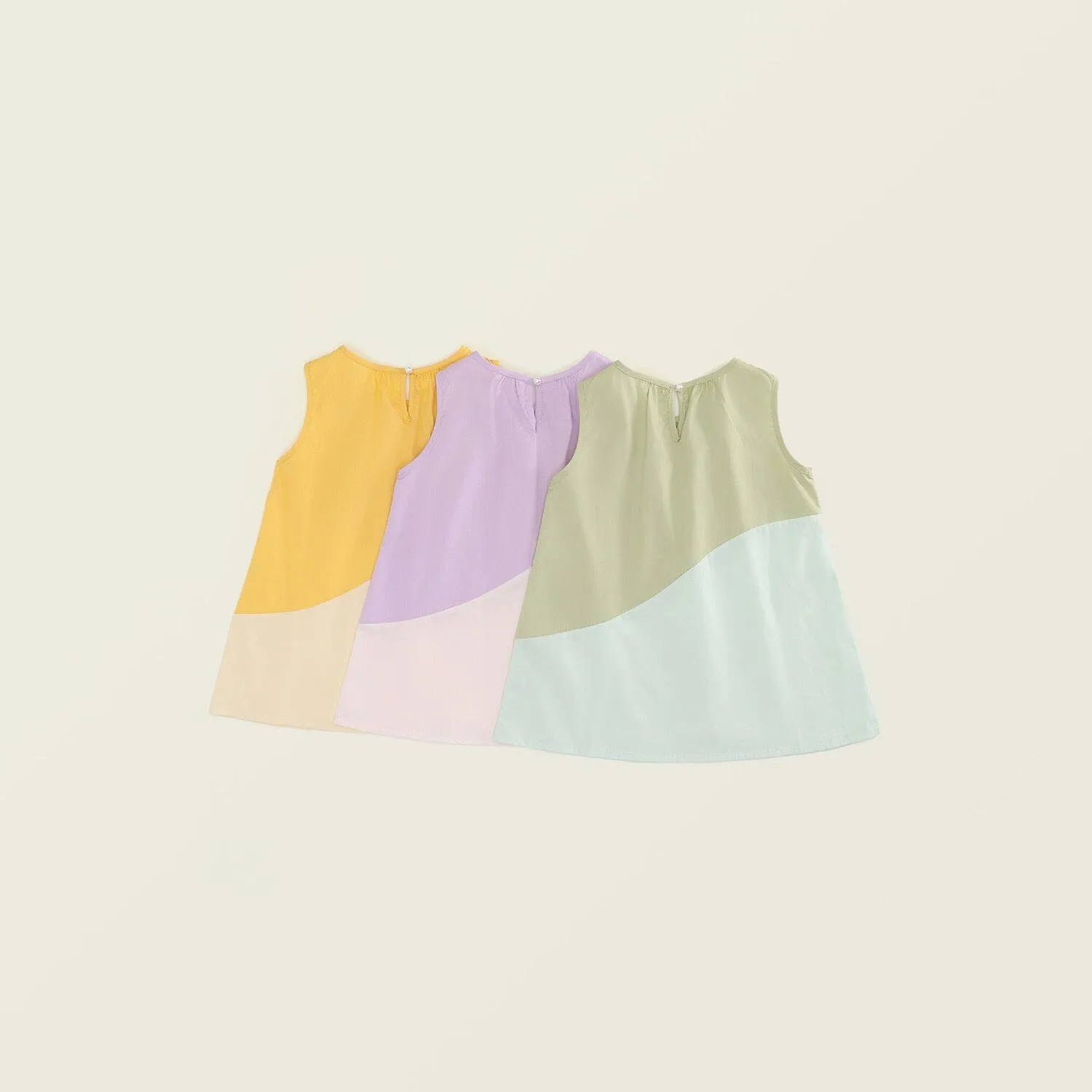 Tonal Color Block A-Line Sleeveless Dress
