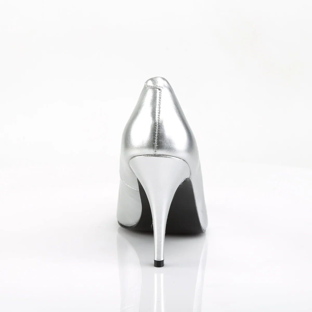 VANITY-420 Pleaser Silver Faux Leather Sexy Single Sole Shoes (Fetish Footwear)