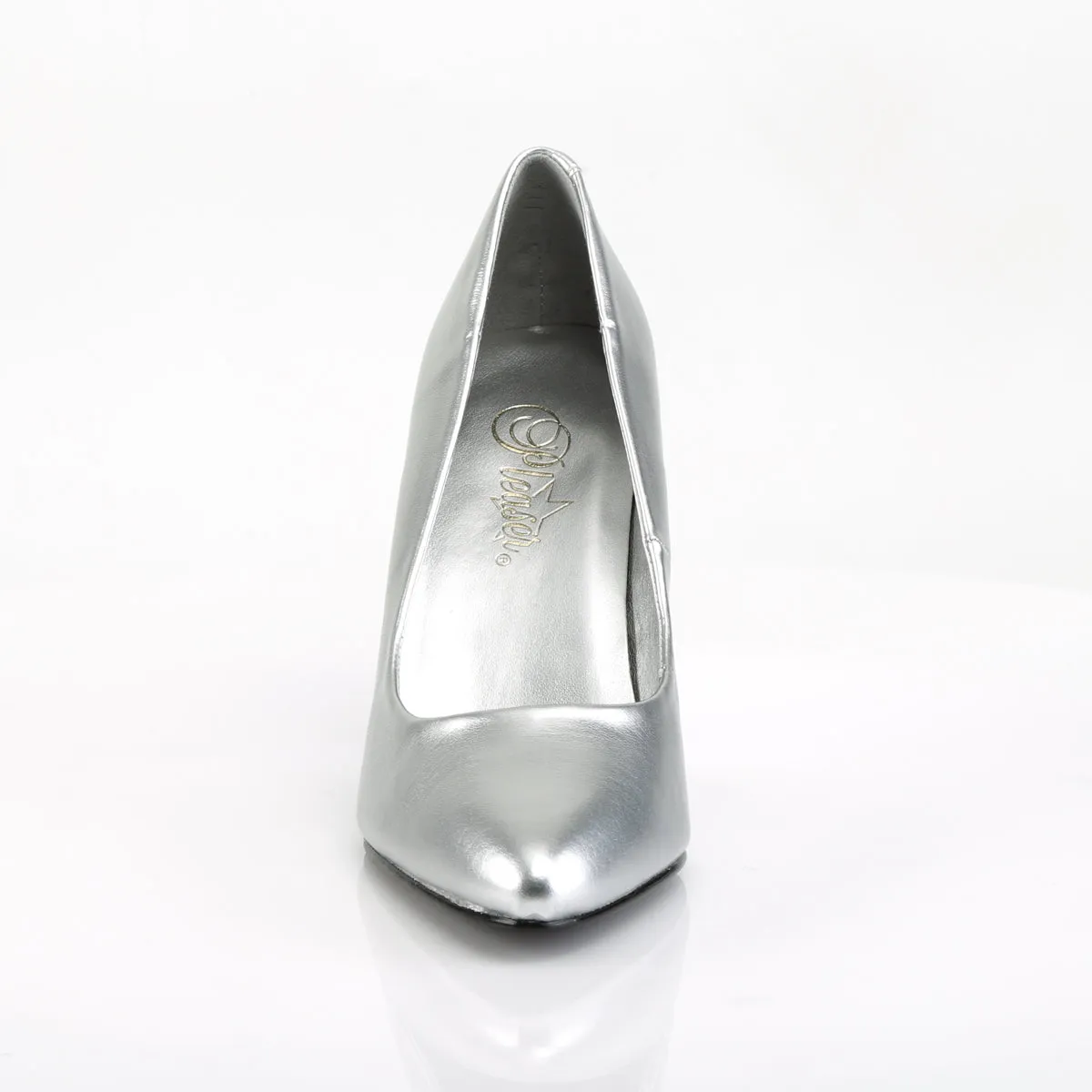 VANITY-420 Pleaser Silver Faux Leather Sexy Single Sole Shoes (Fetish Footwear)