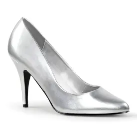 VANITY-420 Pleaser Silver Faux Leather Sexy Single Sole Shoes (Fetish Footwear)