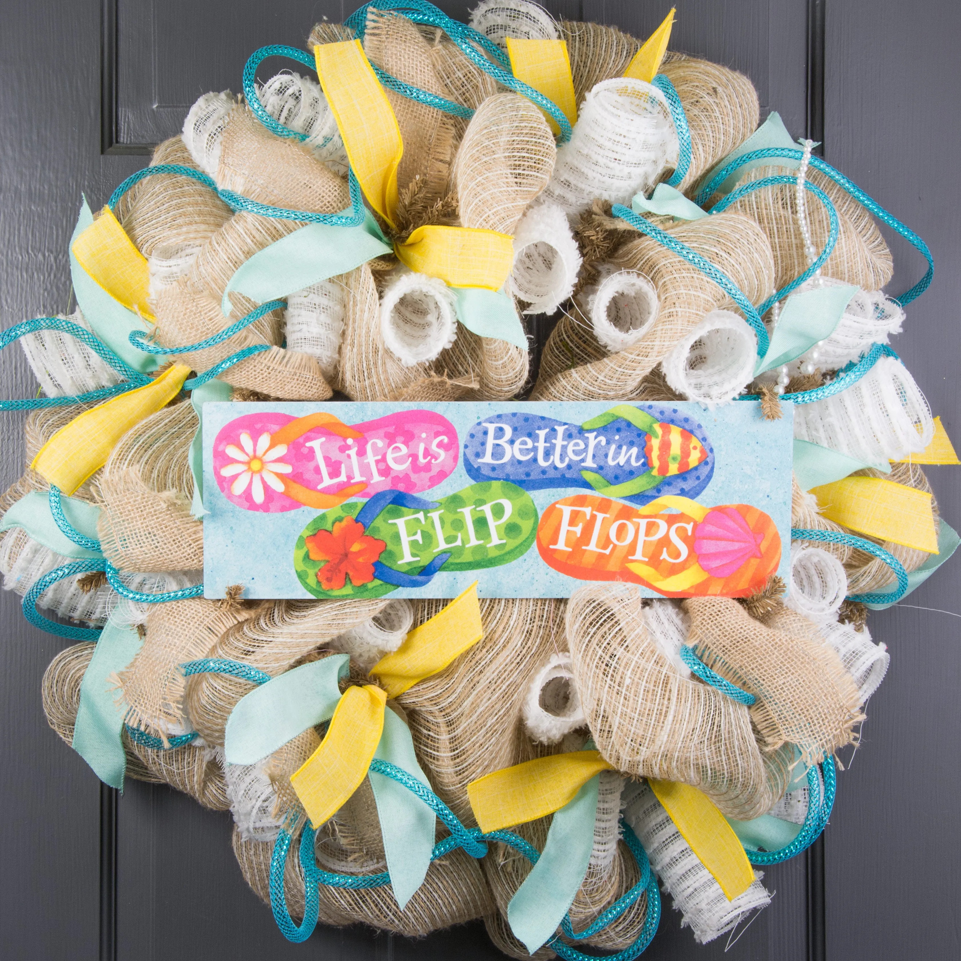 Waterproof Life Is Better In Flip Flops Sign (5" x 15")