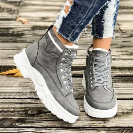 Women's Casual Lace-Up Thick Soled Cotton Shoes 48306759S
