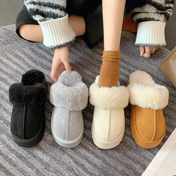 Women's Thick-Soled Fleece-Lined Warm Fuzzy Slippers 92549908C
